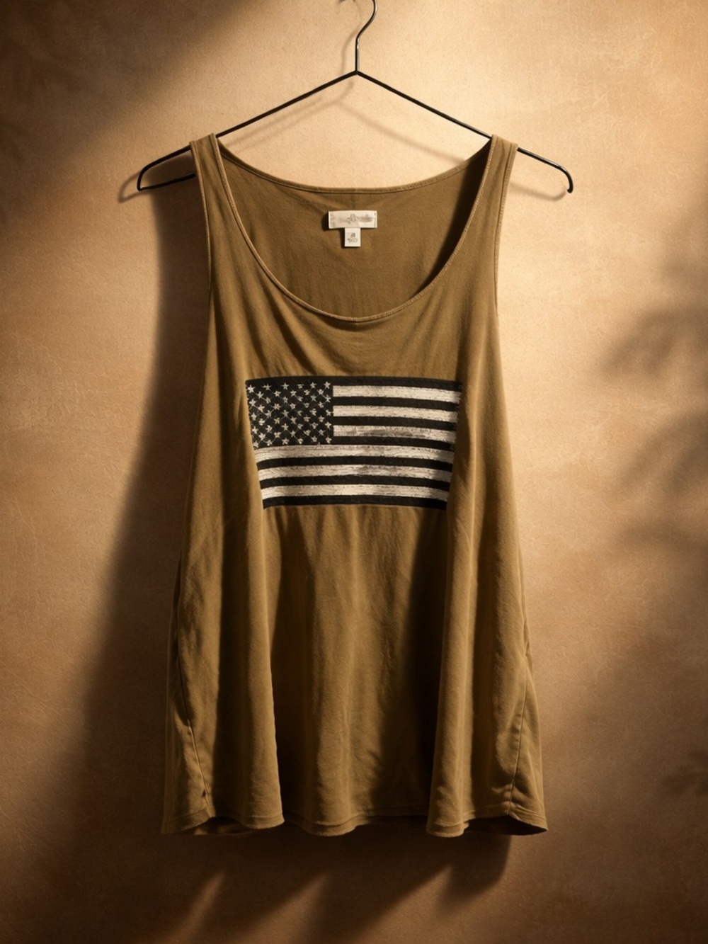 Charming Charlie  Tank with Distressed Flag Graphic